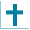 Logomarca da Associação Brasiliense de Deficientes Visuais:
                um quadrado com a cor de fundo azul, borda com um azul mais claro e uma cruz com a mesma tonalidade da borda